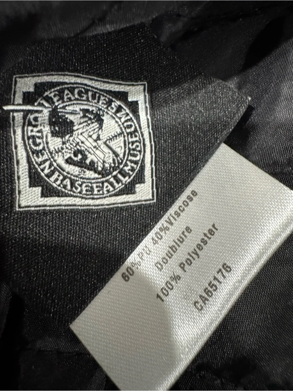 Ebbets Field Flannels Black and Cream Wool Bomber Varsity Jacket